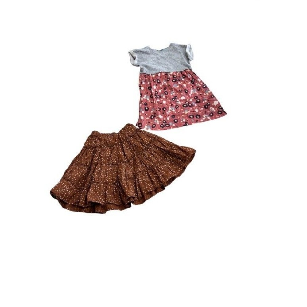 Lot 2 Hanna Andersson Floral Twirl Skirt Dress Lot sz 120 6-7Y Back To School